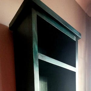 massief houten boekenkast, zeegroen, handgemaakt, donkergroen. 165/50/28
