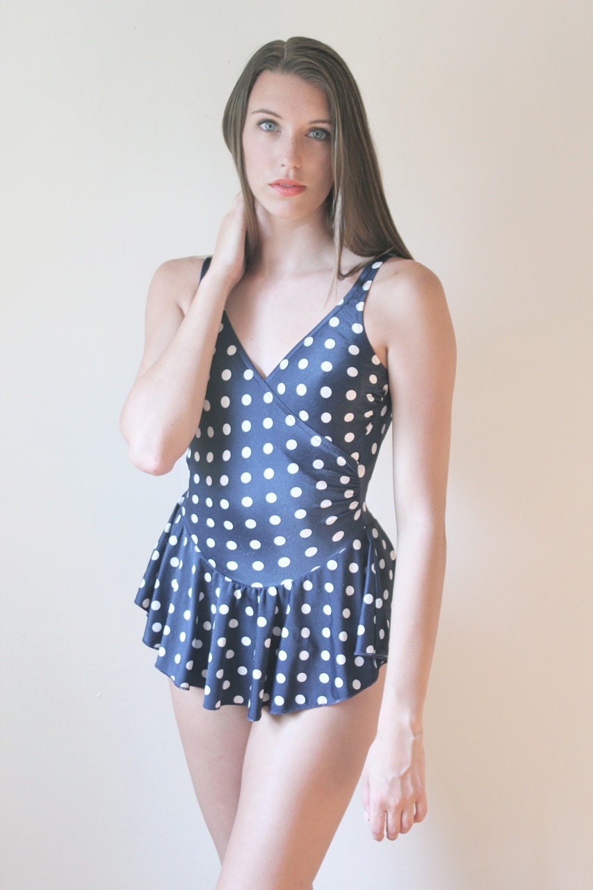 Vintage Swimsuit / Bathing Suit / one piece / Polka dot skirt | Etsy