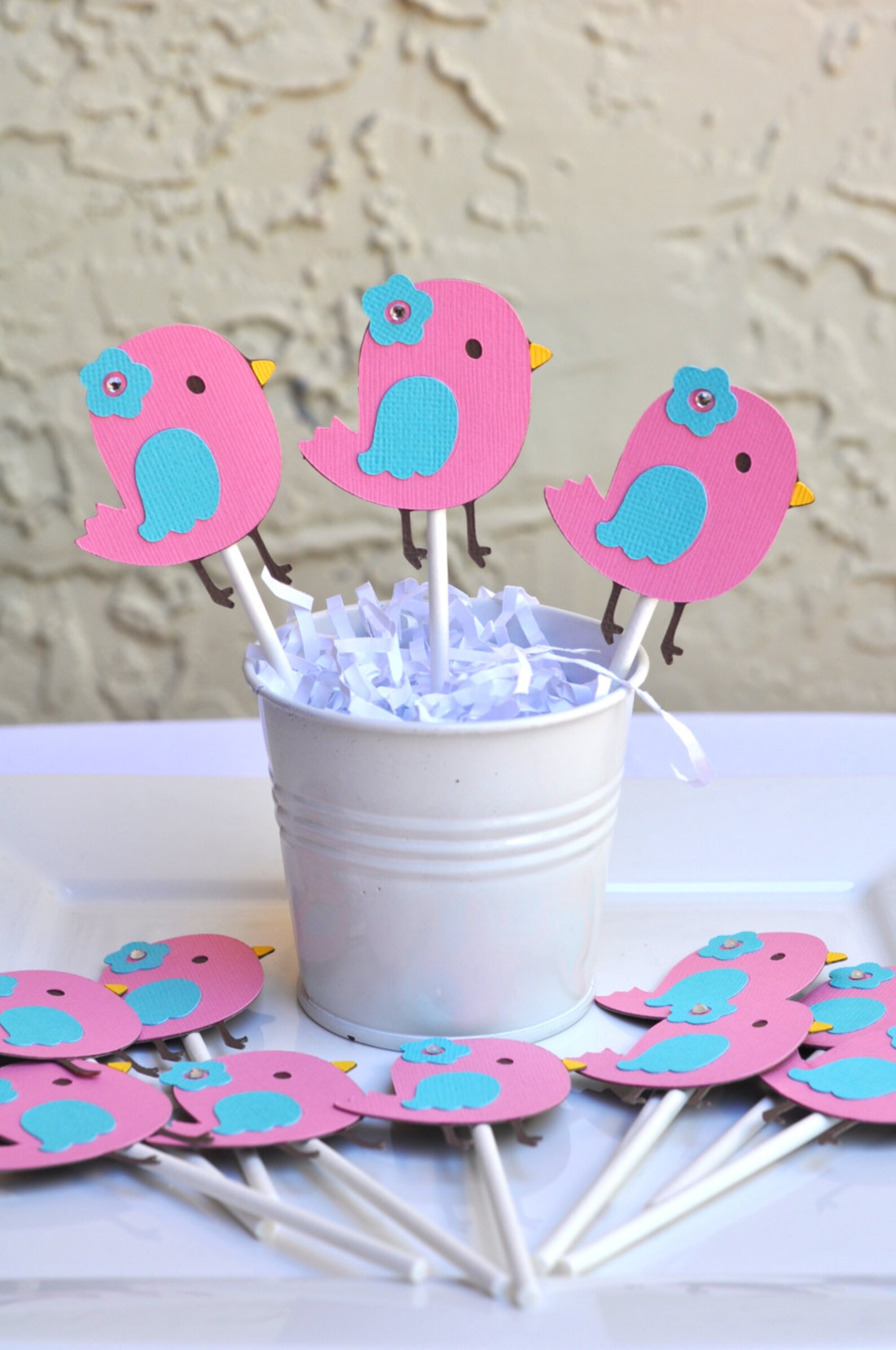 Bird Theme, Nesting Baby Shower, Birthday Cupcake Toppers, Set of 12