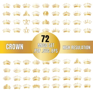 King Crown Set - 72 PDF, EPS, and SVG Formats for Digital Download