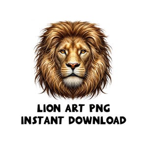 Lion Clipart, Printable Lion PNG clipart, Majestic Lion High Quality PNG, Digital download, High resolution, Wildlife Art PNG