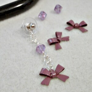 Lavender Lilac Purple bow Dangle Earring image 5