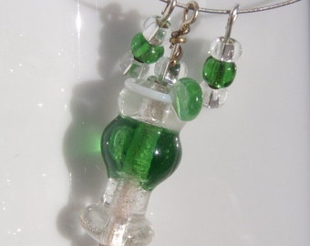 Apple Martini Glass Lampwork - Sterling Silver Necklace