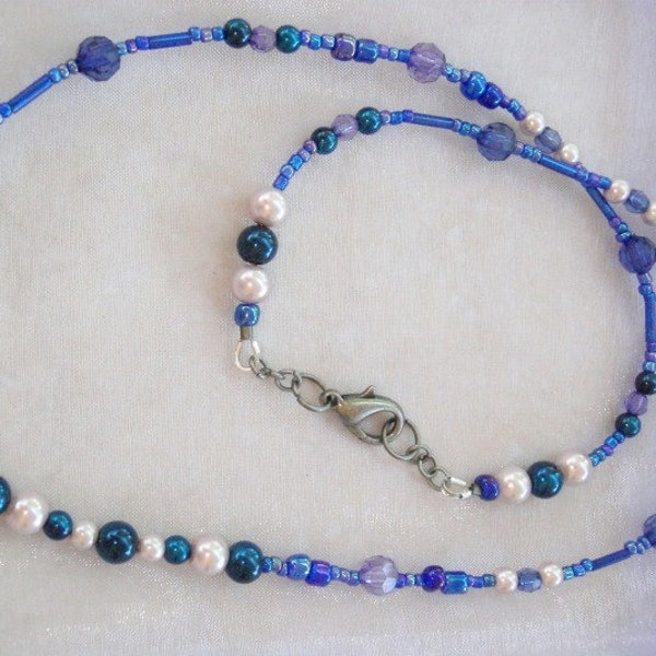 Purple Blue and Pink Necklace Earring Set