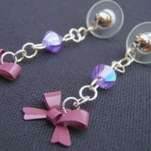 Lavender Lilac Purple bow Dangle Earring image 3