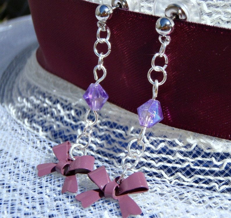 Lavender Lilac Purple bow Dangle Earring image 4