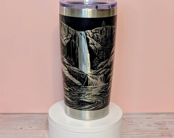 Engraved Forest Tumbler: 20 oz Stainless Steel Travel Mug