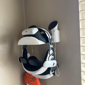 Meta Quest 3/2 wall mount - Compatible with bobovr head strap - meta elite strap