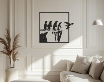 Adorable Penguin Wall Art, Minimalist Square Decor, Cute Animal Print, Perfect Housewarming Gift