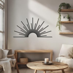 Radiant Sunburst Metal Wall Art, Modern Metal Wall Decor, Boho Home Accent, Large Sun Wall Hanging