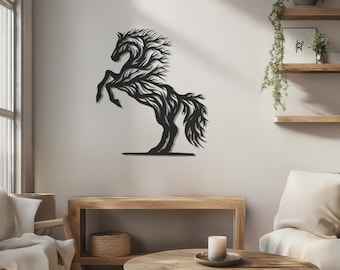 Rustic Metal Horse Wall Art – Western Farmhouse Decor – Horse Lover Gift – Equestrian Wall Hanging