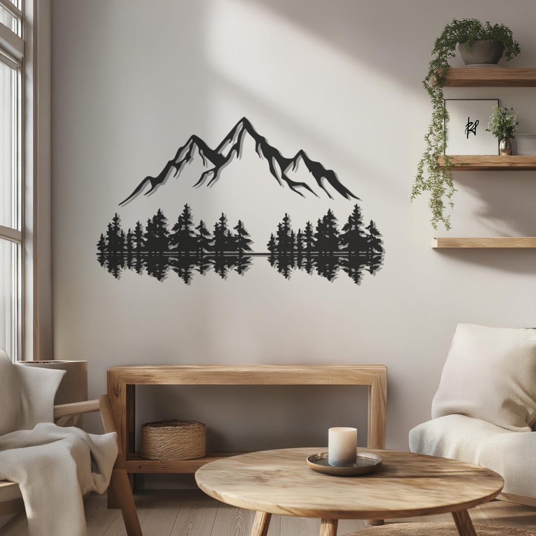 Minimalist Mountain Metal Wall Art – Nature Inspired Rustic Wall Decor ...