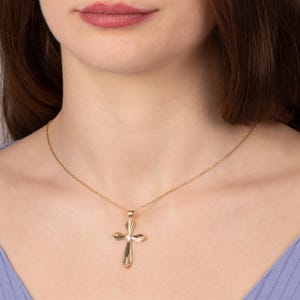 Tiny Stone Gold Crucifix Necklace, Chic Cross Necklace, Religious Pendant, Gold Cross Jewelry, Gift for Her, Unique Spiritual Keepsake Gift