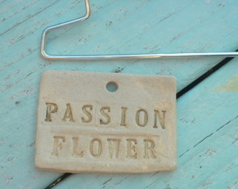 Handmade Ceramic Passion Flower Plant Marker