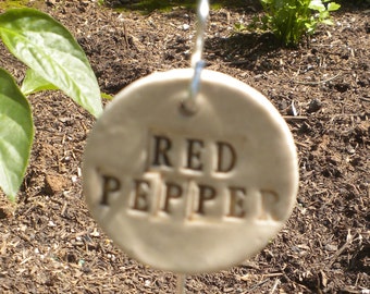 Handmade Ceramic Red Peppers Plant Marker