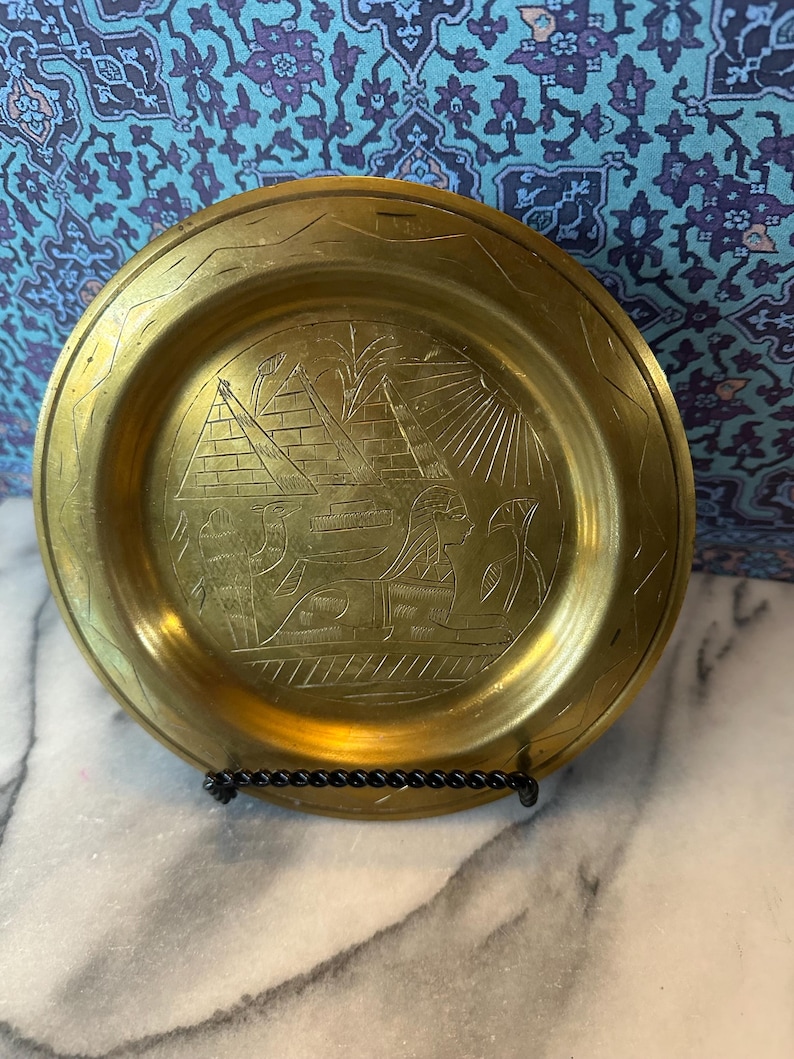 Pyramid Rim Plate Vintage Etched Brass Egyptian Plates, Sphinx, Pyramids, Set of 2 - Etsy