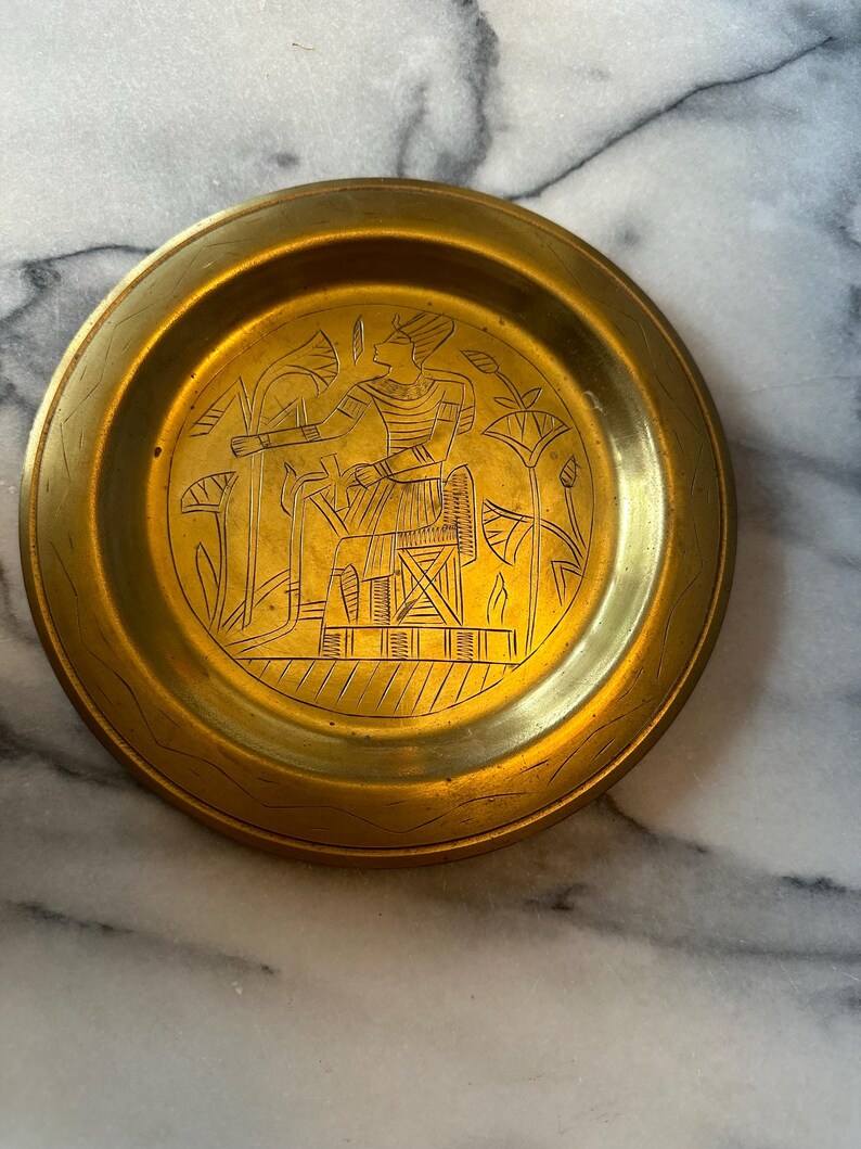 Pyramid Rim Plate Vintage Etched Brass Egyptian Plates, Sphinx, Pyramids, Set of 2 - Etsy