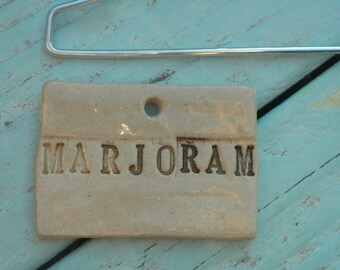 Handmade Ceramic Marjoram Plant Marker