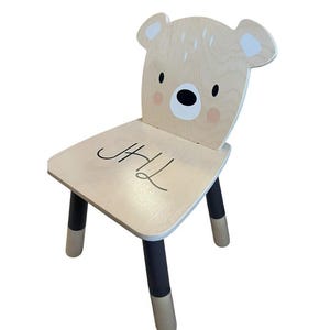 Personalized Kids Chair - Bear Design, Customized Toddler Gift, Customized Gift, Wooden Chair for Kids, Children’s chair, Name Chair