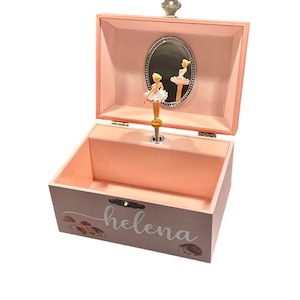 Personalized Music Jewelry Box with Fawn Design and Ballerina - Little Girl Gift, Personalized Baby Music Box, Custom Toddler Keepsake