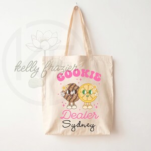 Personalized Canvas Tote/‘Cookie Dealer’ Tote Bag/Girl Scout/Cookie Club/Cookie Dealer/Cookie Mom/Retro/ image 3