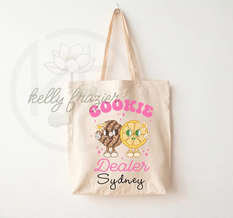 Personalized Canvas Tote/‘Cookie Dealer’ Tote Bag/Girl Scout/Cookie Club/Cookie Dealer/Cookie Mom/Retro/ image 3