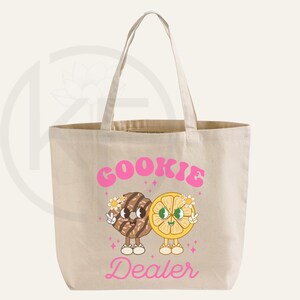 Personalized Canvas Tote/‘Cookie Dealer’ Tote Bag/Girl Scout/Cookie Club/Cookie Dealer/Cookie Mom/Retro/ Large