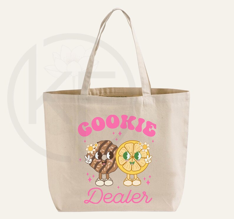 Personalized Canvas Tote/‘Cookie Dealer’ Tote Bag/Girl Scout/Cookie Club/Cookie Dealer/Cookie Mom/Retro/ Large