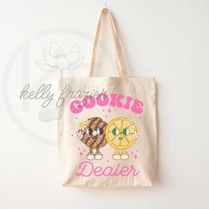 Personalized Canvas Tote/‘Cookie Dealer’ Tote Bag/Girl Scout/Cookie Club/Cookie Dealer/Cookie Mom/Retro/ Medium