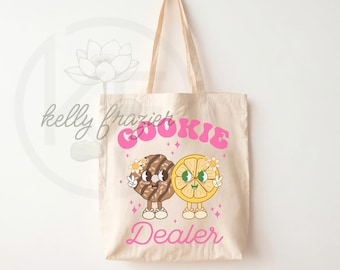 Personalized Canvas Tote/‘Cookie Dealer’ Tote Bag/Girl Scout/Cookie Club/Cookie Dealer/Cookie Mom/Retro/