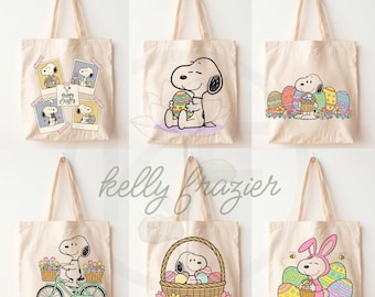 Personalized Easter Snoopy Peanuts Tote Bag - Cotton Canvas Tote - Part1