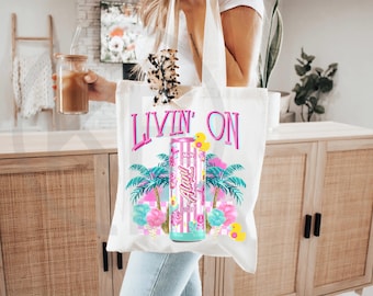 Personalized Cotton Canvas Tote Bag: Alani Drink Design, Summer Vibes, Sublimation Print