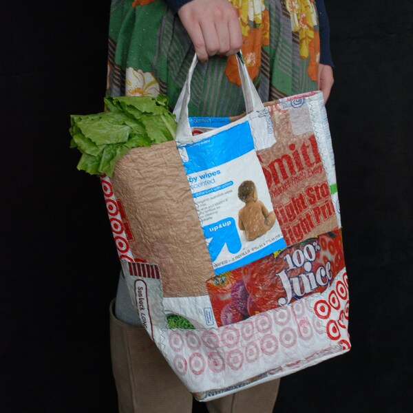 Fused Grocery Bag Patchwork Tote by Reclaimed Wreckage