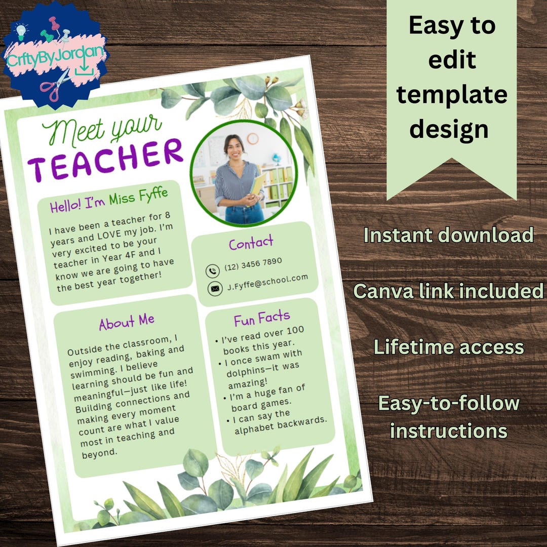 Meet the Teacher Boho Green | Classroom Label | Back to School Flyer ...