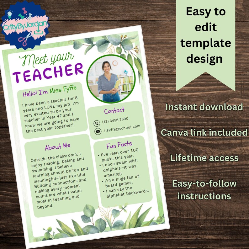 Meet the Teacher Boho Green | Classroom Label | Back to School Flyer ...