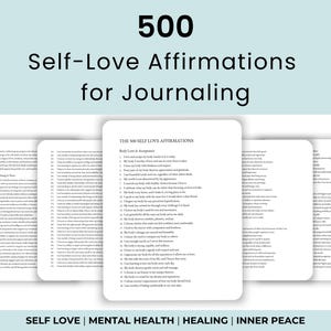Cartes imprimables de 500 affirmations d'amour de soi, motivation au quotidien, santé mentale, soins de soi, confiance en soi, guérison, développement personnel, état d'esprit