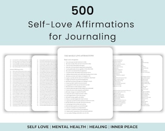 500 Afdrukbare kaarten van zelfliefde, dagelijkse motivatie, geestelijke gezondheid, zelfzorg, vertrouwen, genezing, persoonlijke ontwikkeling, mentaliteit