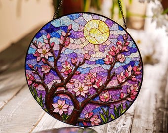 桜の木：ステンドグラス風の窓掛け - Etsy 日本