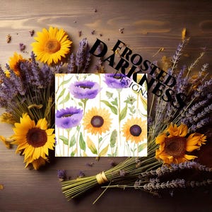 Cartes de remerciement - aquarelle lavande tournesol - classique
