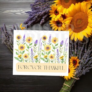 Cartes de remerciement - aquarelle lavande tournesol - éternel merci