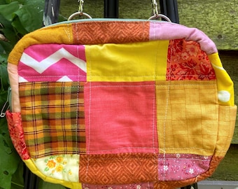 Handmade Yellow & Pink Patchwork Purse