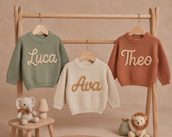 Custom Baby Name Sweater, Personalized Knit Crochet Gift, Baby Name Sweater, Knit Sweater,Personalized Gift, Boy Gift