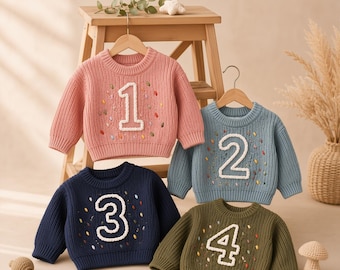 Custom Baby Name Sweater, Personalized Baby Birthday Sweater, Baby Name Sweater, Knit Sweater,Personalized Gift, Boy Gift