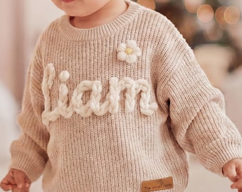 Custom Baby Name Sweater, Personalized Knit Crochet Gift, Baby Name Sweater, Knit Sweater,Personalized Baby Shower Gift, Back To School Gift