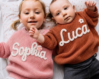 Custom Baby Name Sweater, Personalized Knit Crochet Gift, Baby Name Sweater, Knit Sweater,Personalized Baby Shower Gift, Back To School Gift