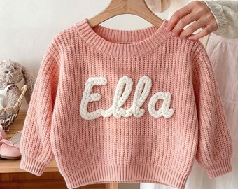 Custom Baby Sweater With Name: Personalized Knit Crochet Gift, Baby Name Sweater, Knit Sweater,Personalized Gift, Back to School Gift