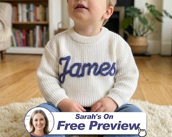 See Preview First: Custom Baby Name Sweater, Personalized Knit Crochet Gift, Baby Name Sweater, Knit Sweater,Personalized Gift, Boy Gift