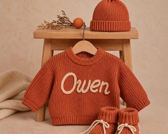 Custom Baby Name Sweater, 3D Textured Embroidery, Cloud-Soft Knit Gift,Baby shower gifts,Christening gift