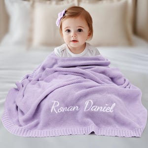 Personalized Baby Blanket: Embroidered Organic Knit Cotton