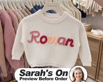 See Preview First: Custom Baby Name Sweater, Personalized Knit Sweater, Baby Name Sweater, Knit Sweater,Personalized Gift, Girl Gift